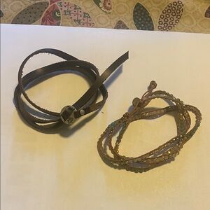 Brown Leather Wrap Bracelet Set